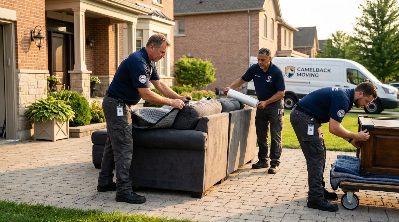 Large estate moving crew wrapping furniture in Kingston, NJ